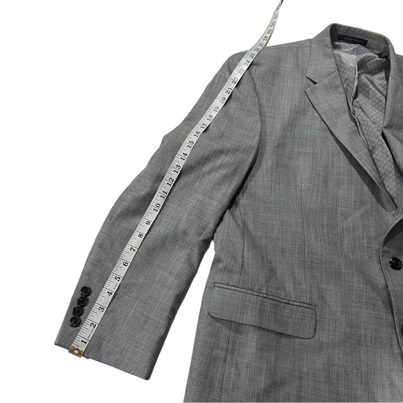Ralph Lauren Chaps Men Grey Crosshatch Pattern Suit Jacket Sz 44R Sports Coat - Picture 9 of 13